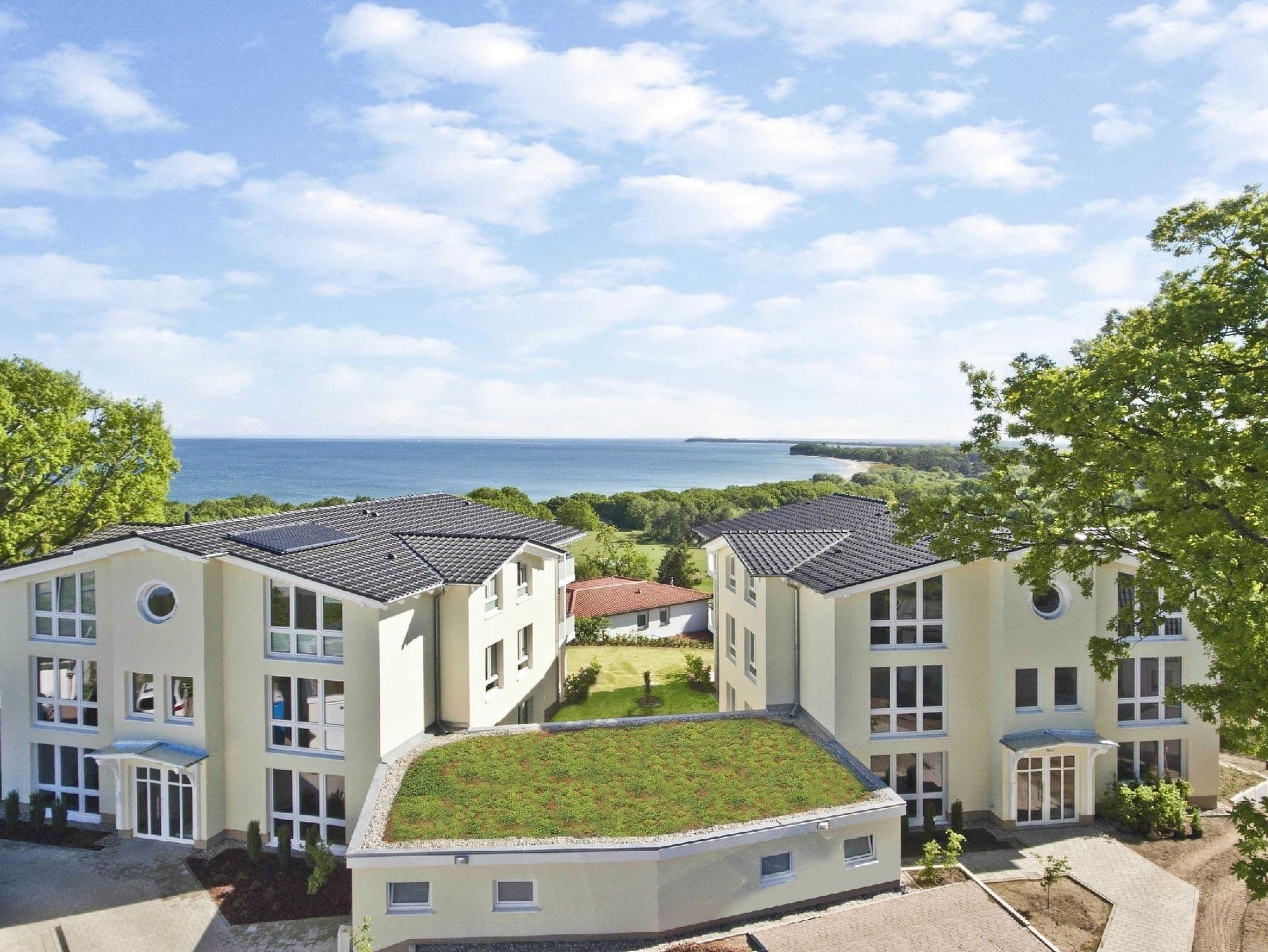 Meeresblick Residenzen FeWo 67 deluxe: Balkon, Meerblick, Sauna- u. Schwimmbadnutzung
