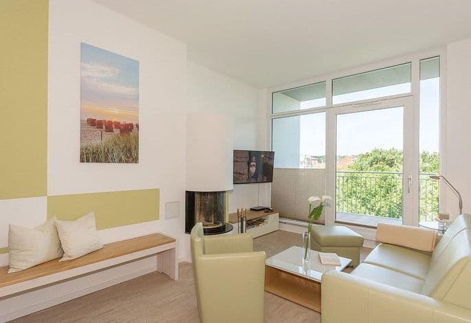 Tolles Ferienapartment mit Dachterrasse, Strandkorb, Kamin, Sauna und Meerblick