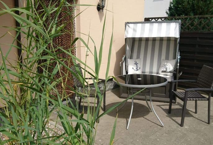 Ferienwohnung Mönchgutblick am Naturschutzgebiet BaaberHeide - Fewo Mönchgutblick Terrasse-Strandkorb 2 Erw. u. 1 Kind