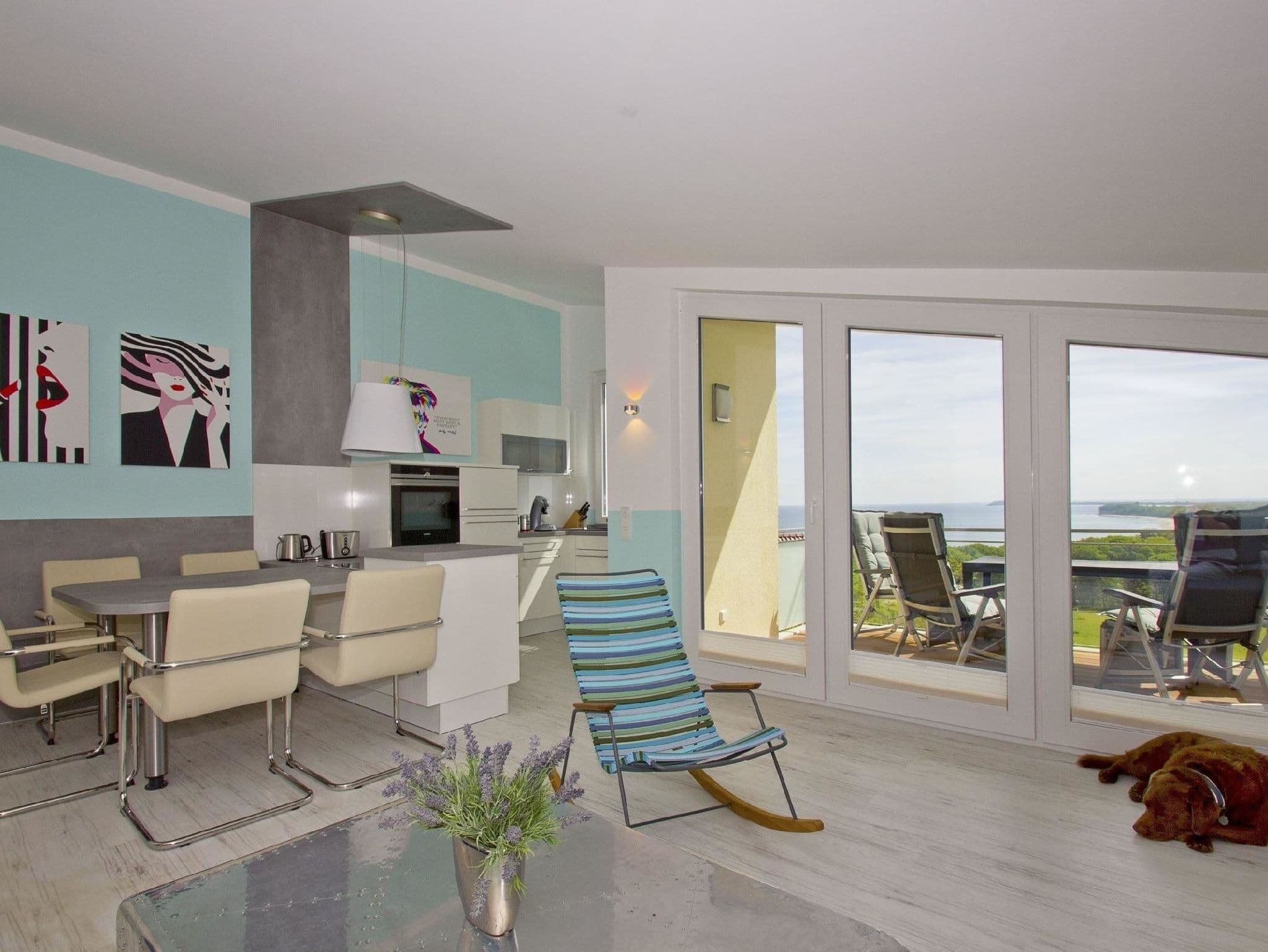 Meeresblick Residenzen FeWo 67 deluxe: Balkon, Meerblick, Sauna- u. Schwimmbadnutzung detail 4