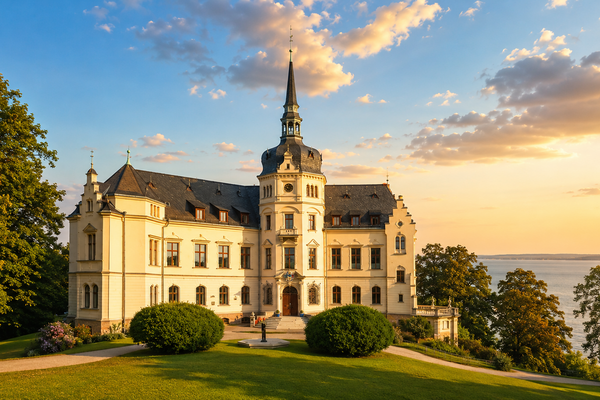 Schloss Ralswiek majestätisch gelegen am Großen Jasmunder Bodden auf Rügen