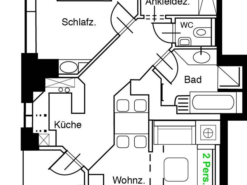 Ferienwohnung Bellevue, 76 qm, 1 Schlafzimmer, max. 4 Personen - Villa Strandblick Binz detail 2