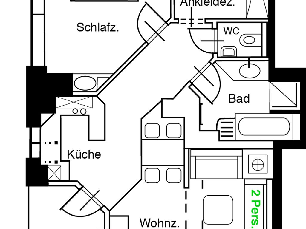 Ferienwohnung Bellevue, 76 qm, 1 Schlafzimmer, max. 4 Personen - Villa Strandblick Binz detail 2