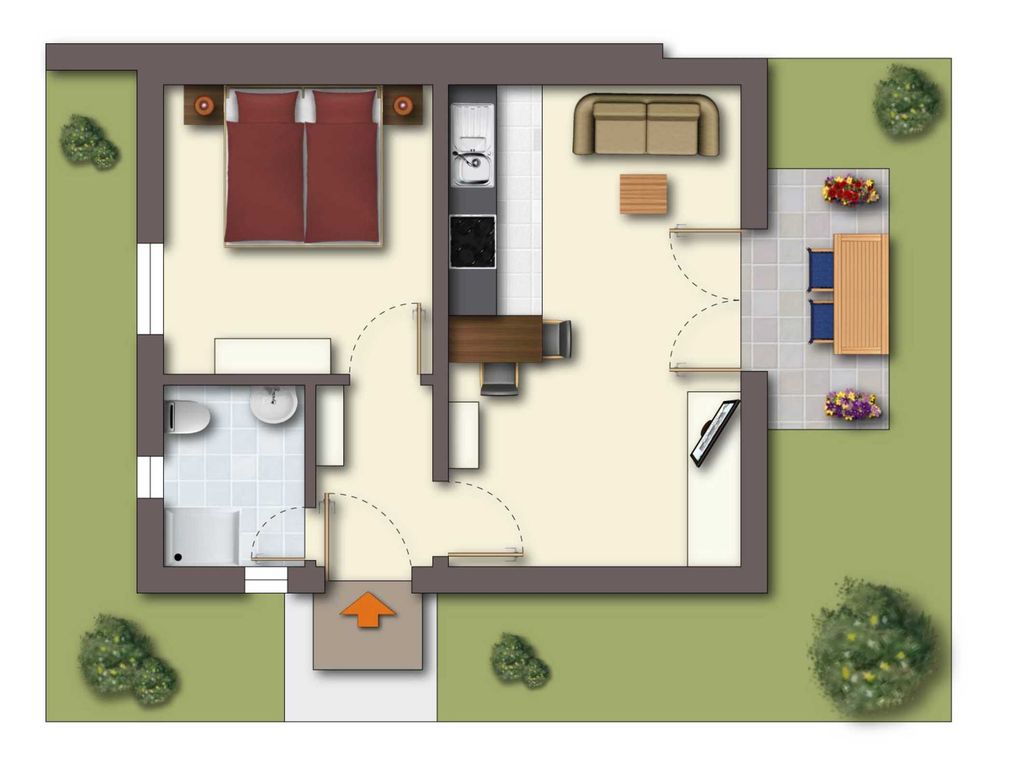 2-Raum-Appartement im EG mit sonnigem Balkon - Ferienhaus am Schmachter See detail 1