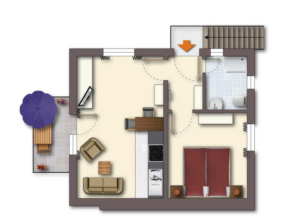 2-Raum-Appartement im OG mit sonnigem Balkon - Ferienhaus am Schmachter See detail 1