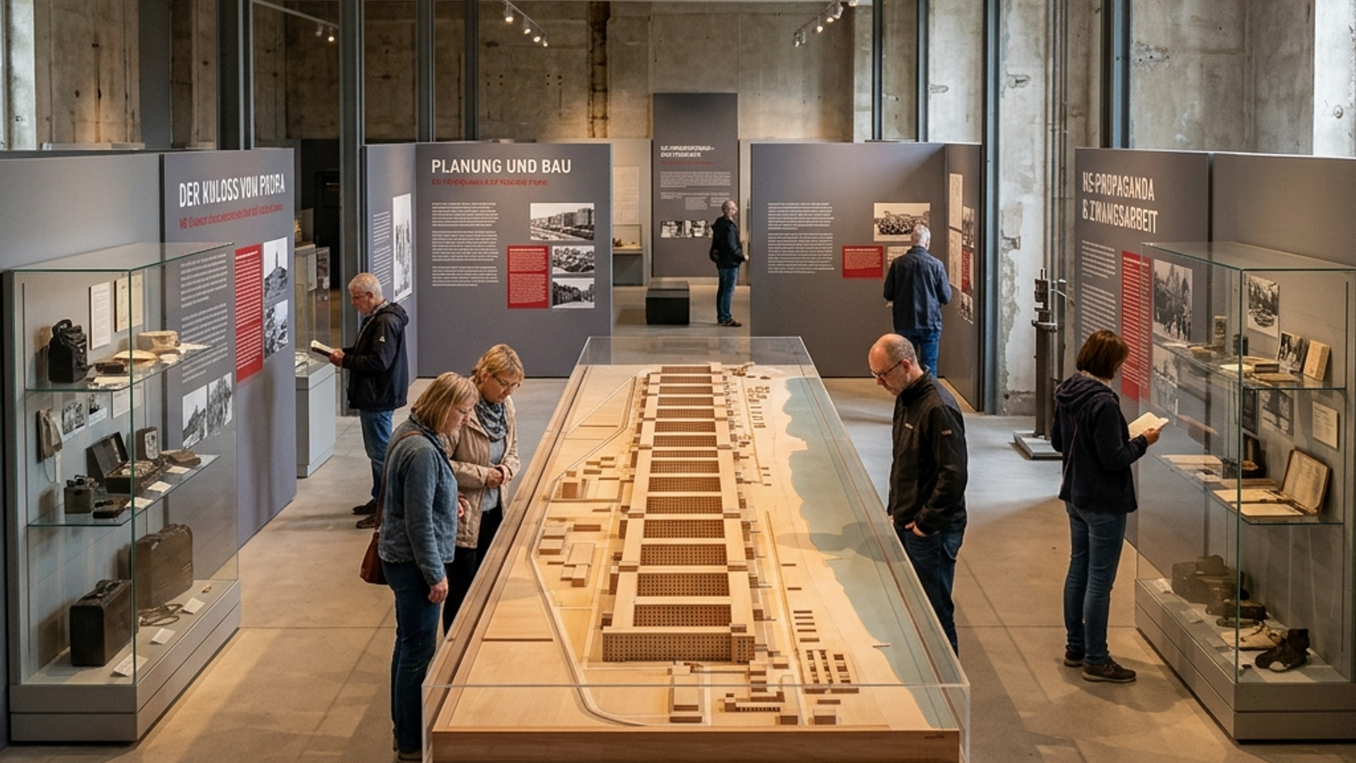 Ausstellungsraum der Dauerausstellung MACHTUrlaub im Dokumentationszentrum Prora